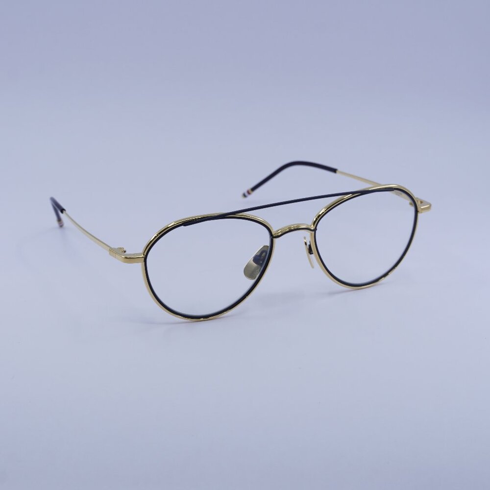 Thom Browne TB109-CGLDNVY53 Eyeglasses Gold/Navy 53mm Aviator Frame